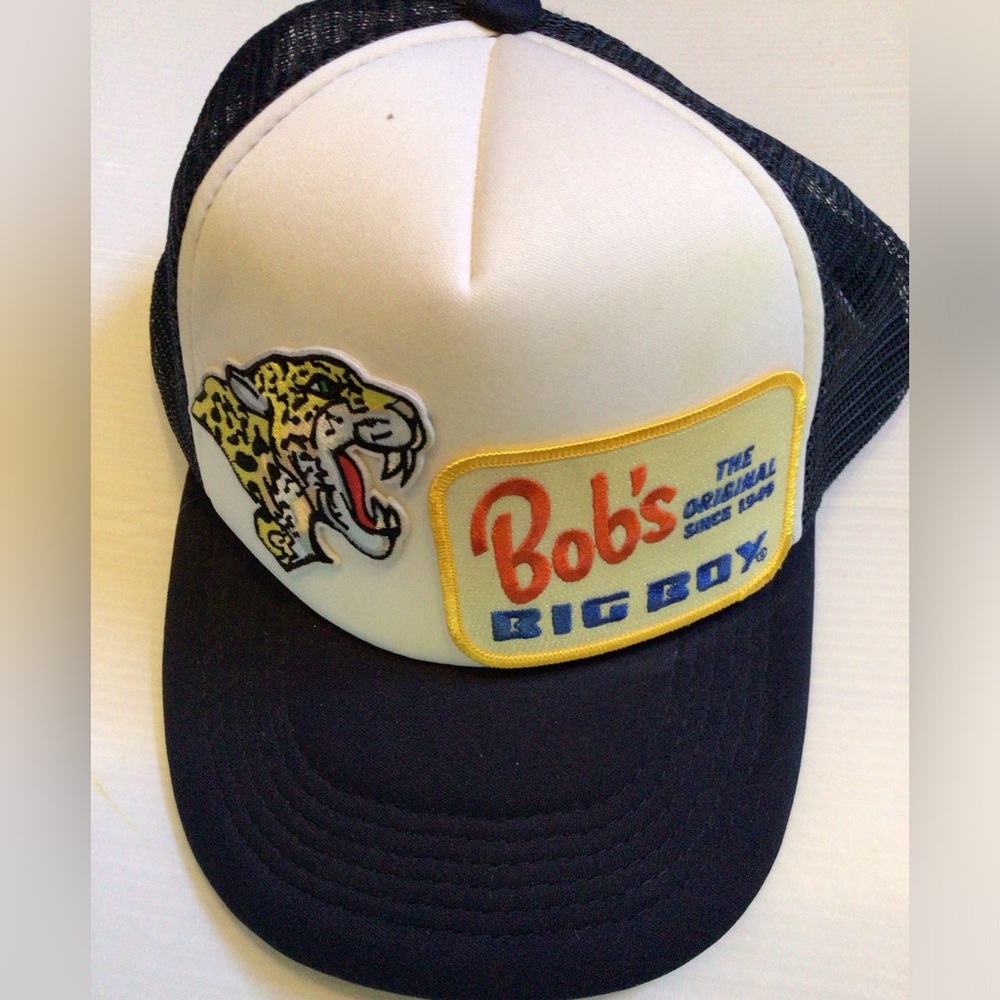 NEW! upcycled Vintage BoBs Big Boy Truckrr Navy and White Trucker Hat